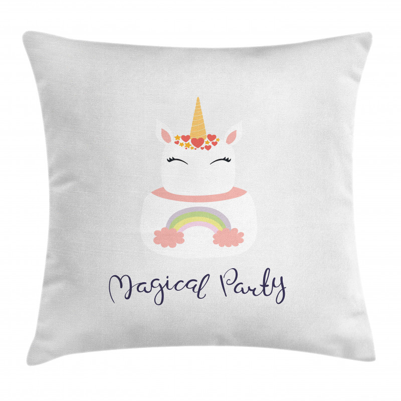 Unicorn Cake Cursive Words Pillow Cover