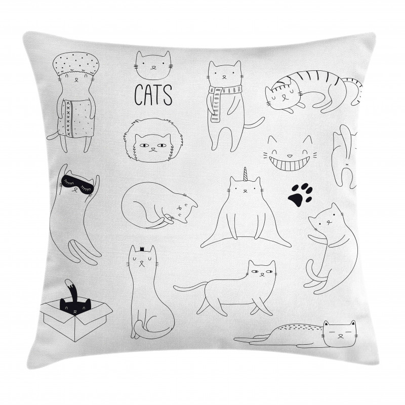 Pattern Cat Fiddles Kitten Pillow Cover