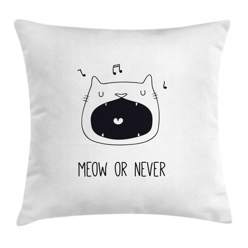 Meow or Never Word Fangs Pillow Cover