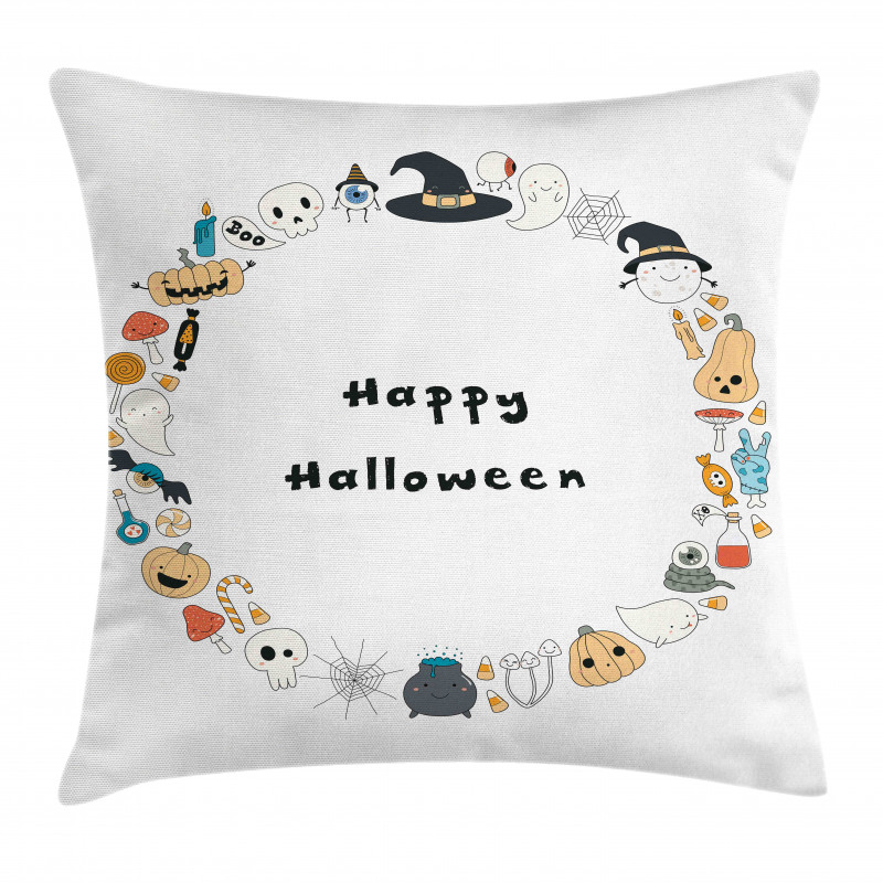Happy Halloween Sketch Pillow Cover