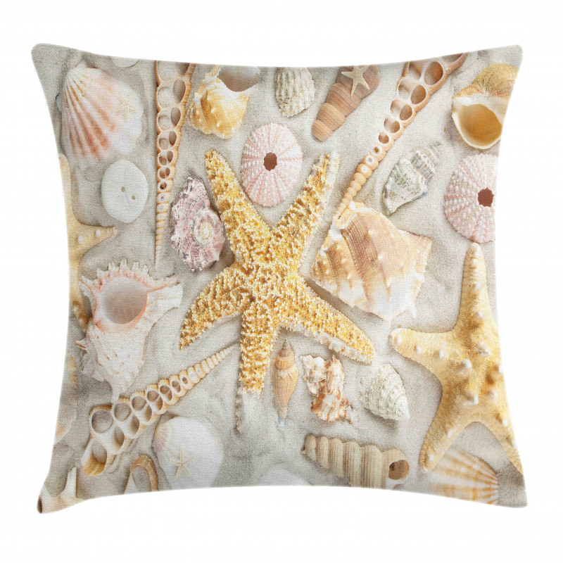 Assorted Seashells Sand Beach Pillow Cover