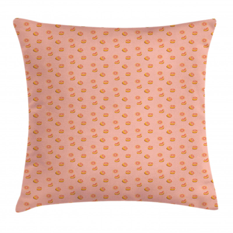 Halved and Sliced Grapefruit Pillow Cover