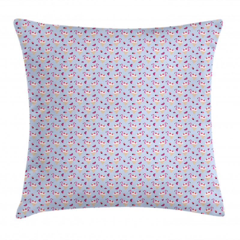 Cherry Flamingo Ice Cream Pillow Cover