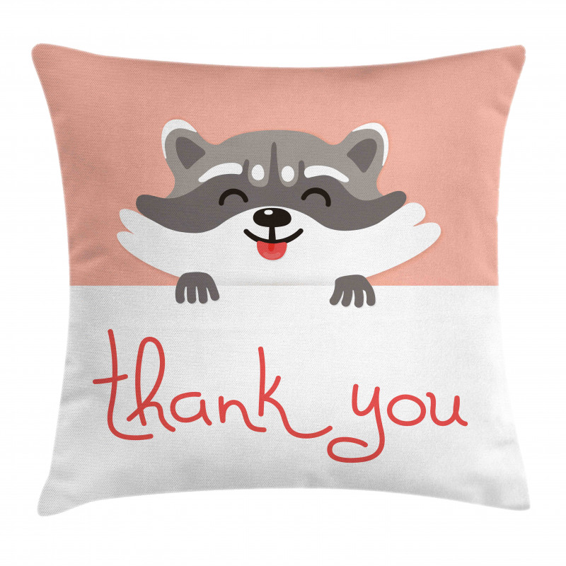 Cheerful Cartoon Raccoon Pillow Cover