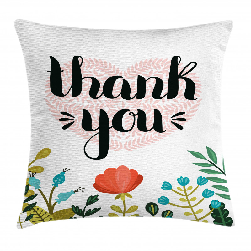 Heart Flowers and Leaves Pillow Cover