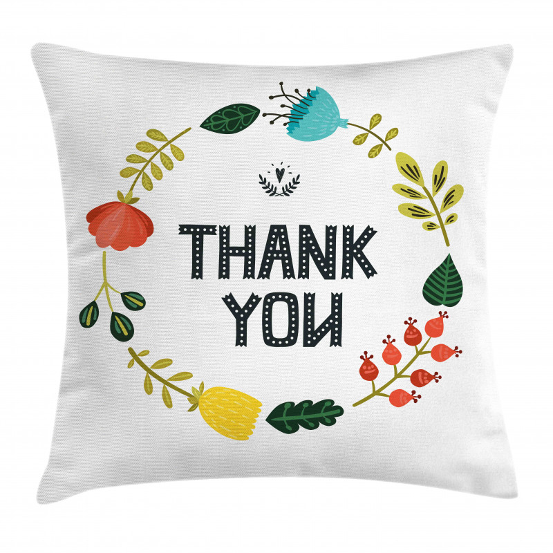 Typography Floral Wreath Pillow Cover