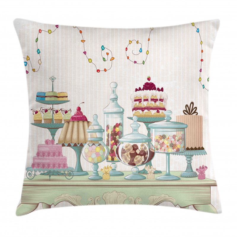 Cakes Glass Jars on a Table Pillow Cover