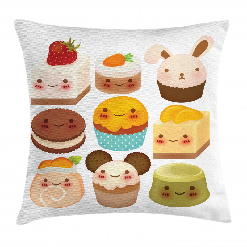 Baked Goods with Smileys Pillow Cover