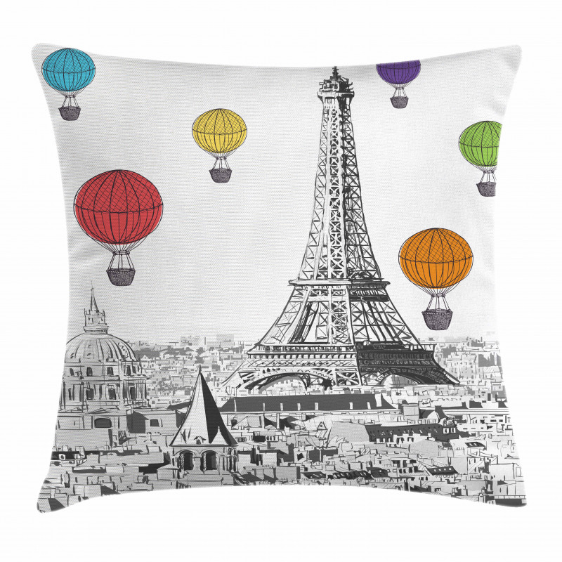 Eiffel Tower and Balloons Pillow Cover