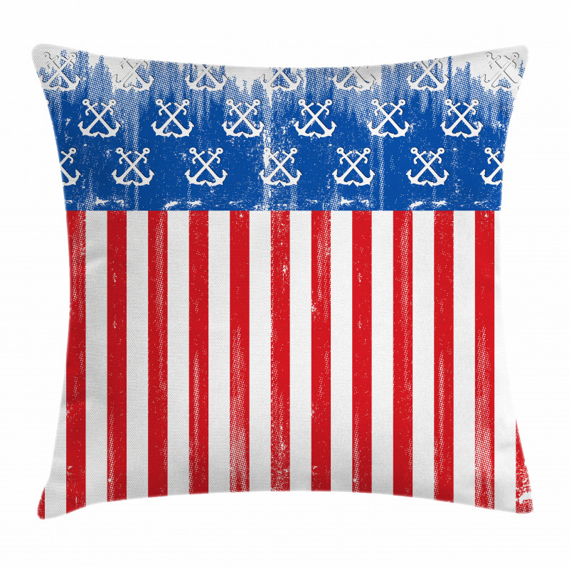 Patriotic Grunge Flag Marine Pillow Cover