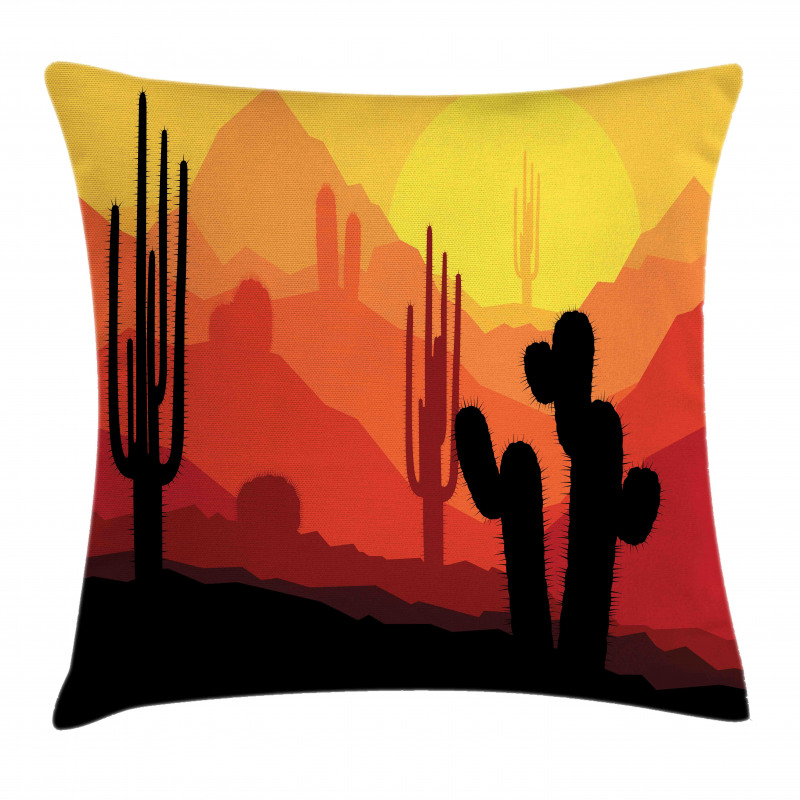 Cactus Silhouettes at Dusk Pillow Cover