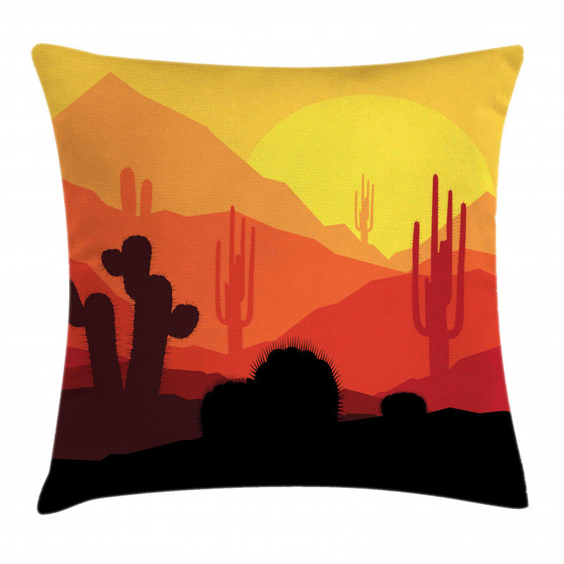 Western Cactus Silhouettes Pillow Cover