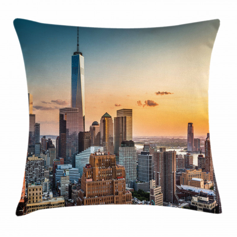 Sunset Manhattan Skyline Pillow Cover