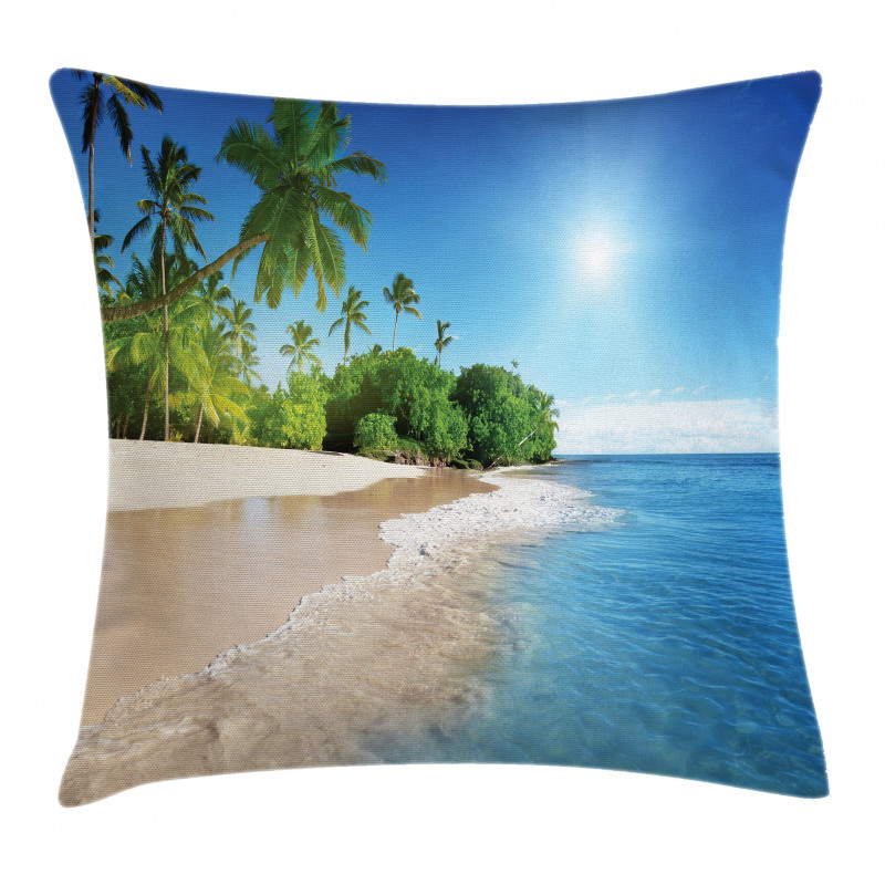 Suuny Ocean Palm Trees Pillow Cover