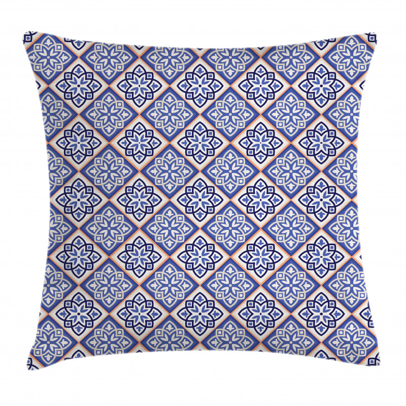 Vintage Floral Rhombuses Pillow Cover