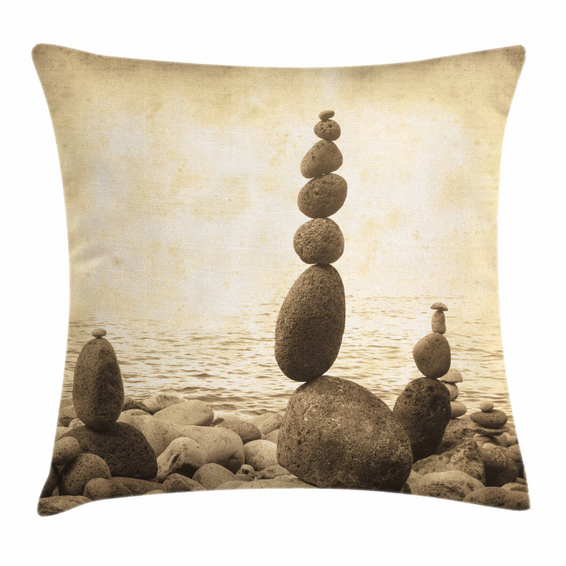 Rocks Calm Sepia Art Pillow Cover