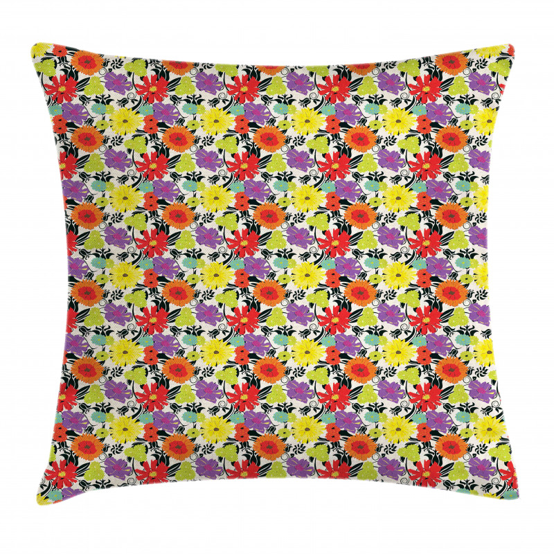 Hand Drawn Petals Nature Pillow Cover