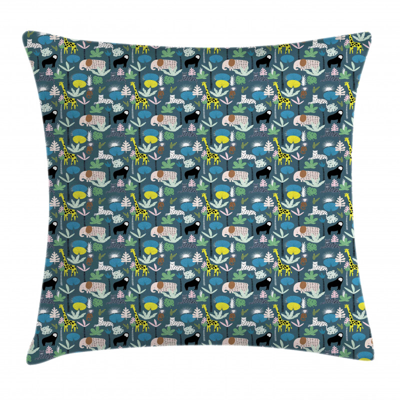 Childish Art Forest Animals Pillow Cover