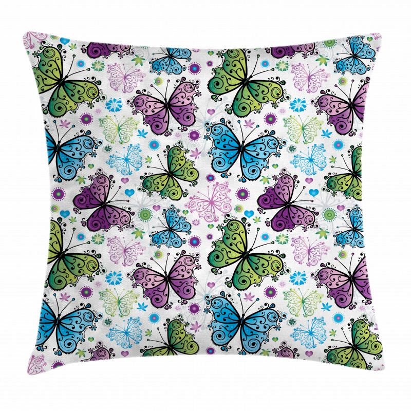 Wings Hearts and Dots Pillow Cover