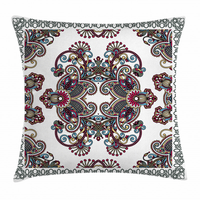 Curlicues Floral Design Pillow Cover