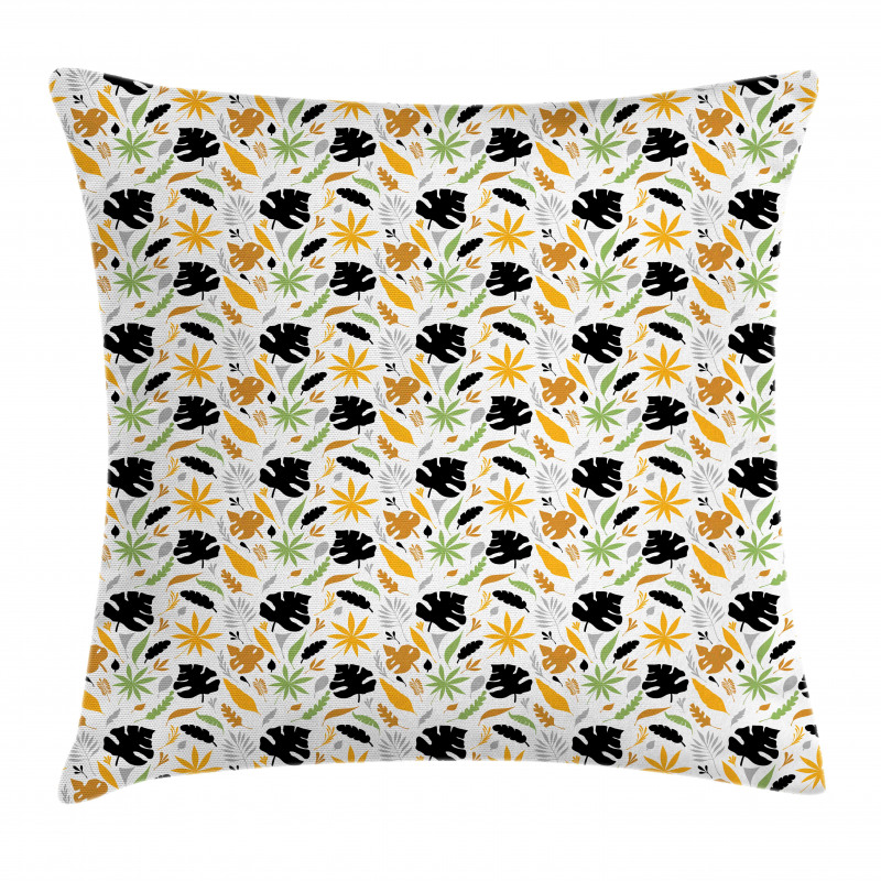 Tropical Foliage Silhouette Pillow Cover