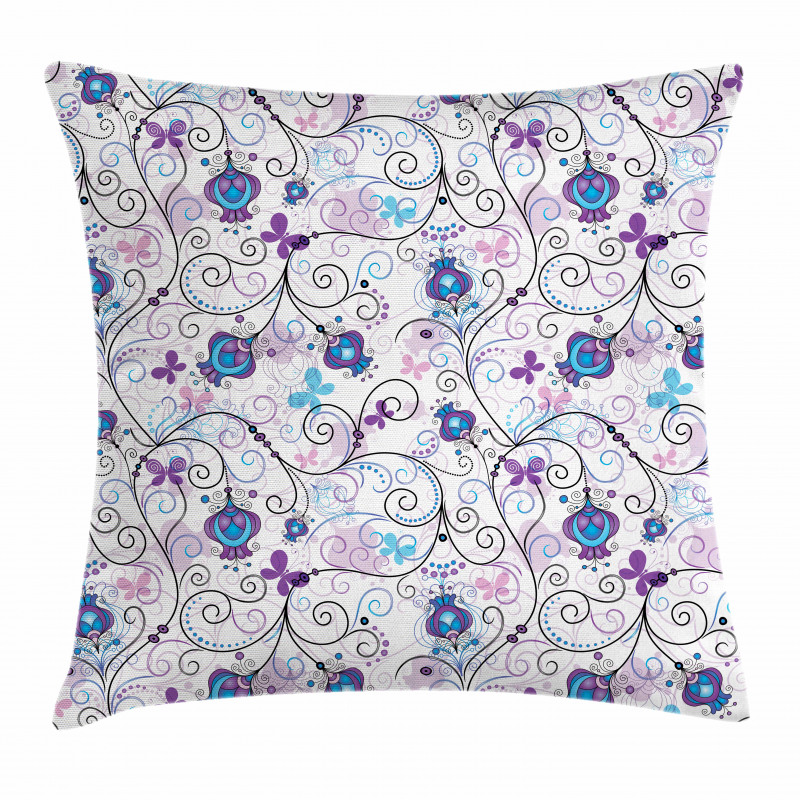 Abstract Butterflies Flowers Pillow Cover