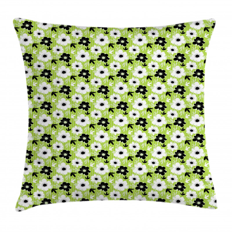 Birds Stripes and Flowers Pillow Cover