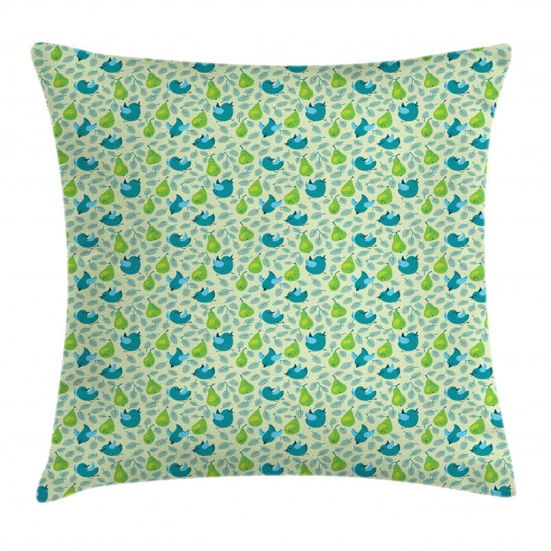 Pears with Small Sparrows Pillow Cover