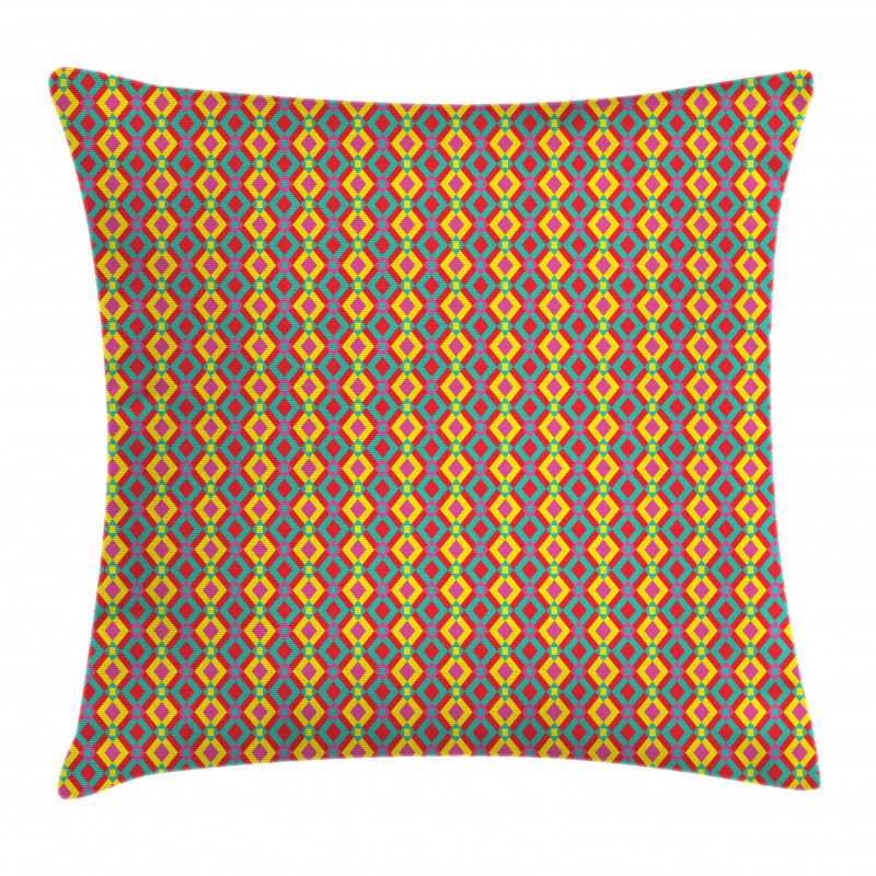 Native Folk Motif Grid Pillow Cover