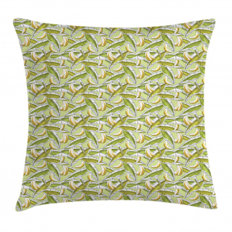 Tropical Fruit with Leaves Pillow Cover