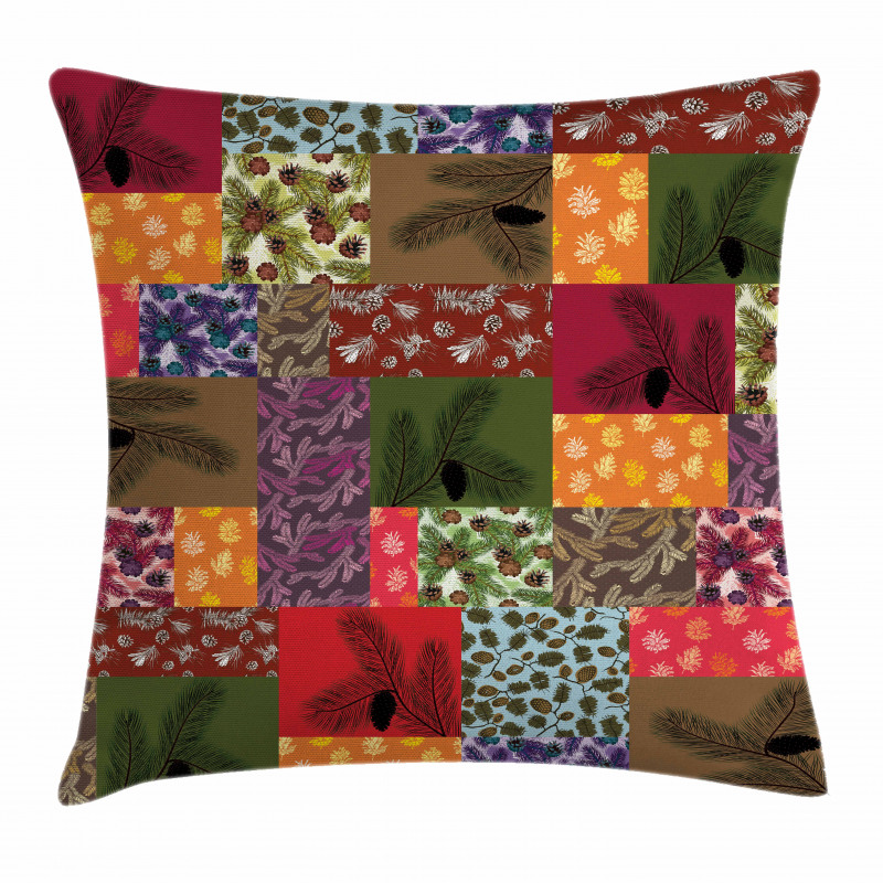 Colorful Pine Squares Art Pillow Cover