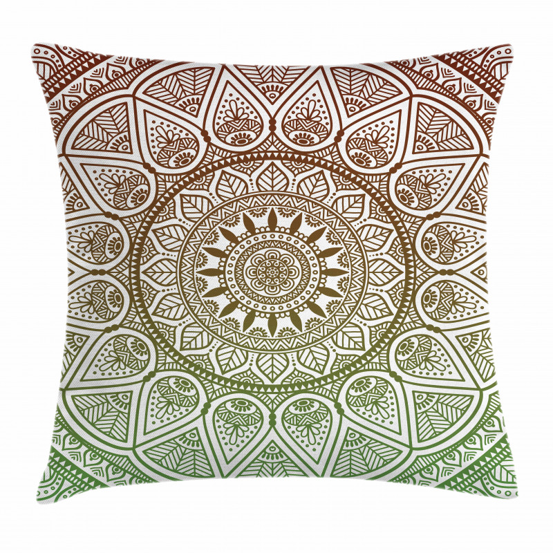 Ethnic Leafy Round Ornate Pillow Cover