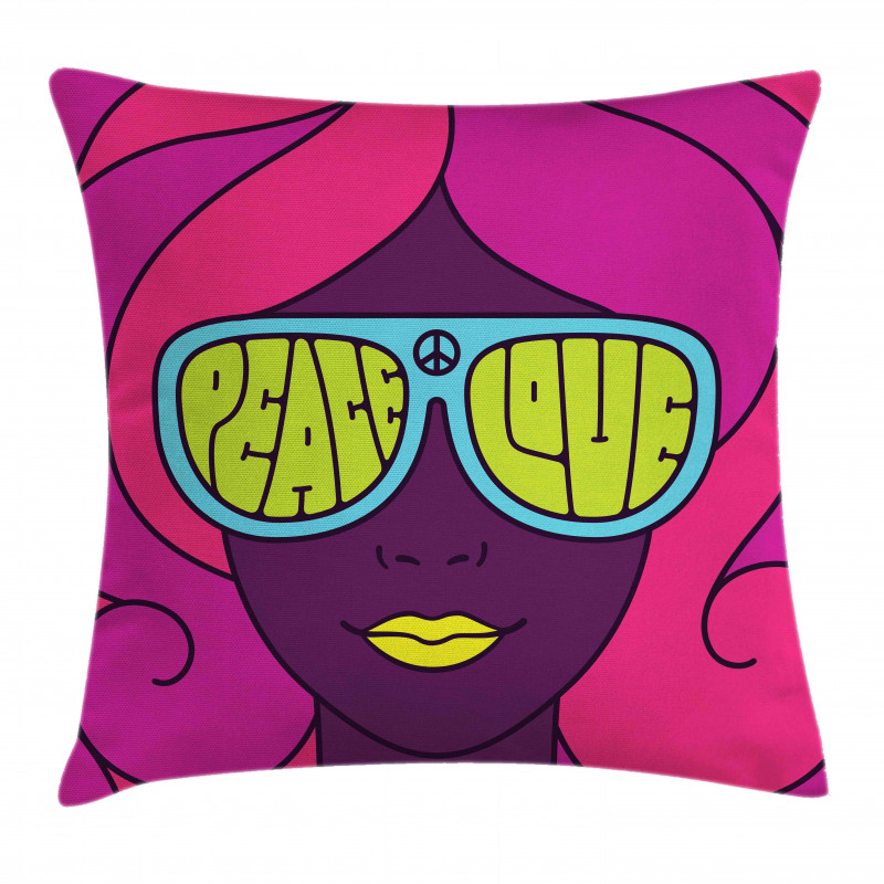 Peace and Love Groovy Girl Pillow Cover