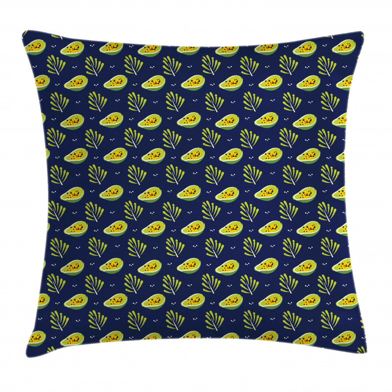 Tropical Papaya and Branches Pillow Cover