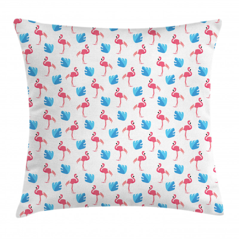 Flamingo Birds Palm Leaves Pillow Cover