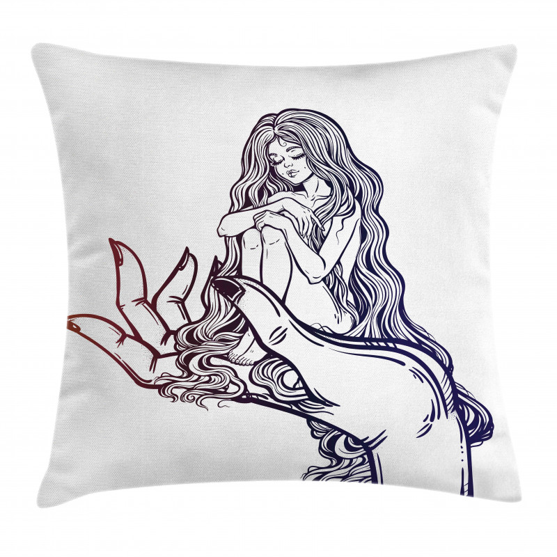 Fairytale on a Human Hand Pillow Cover