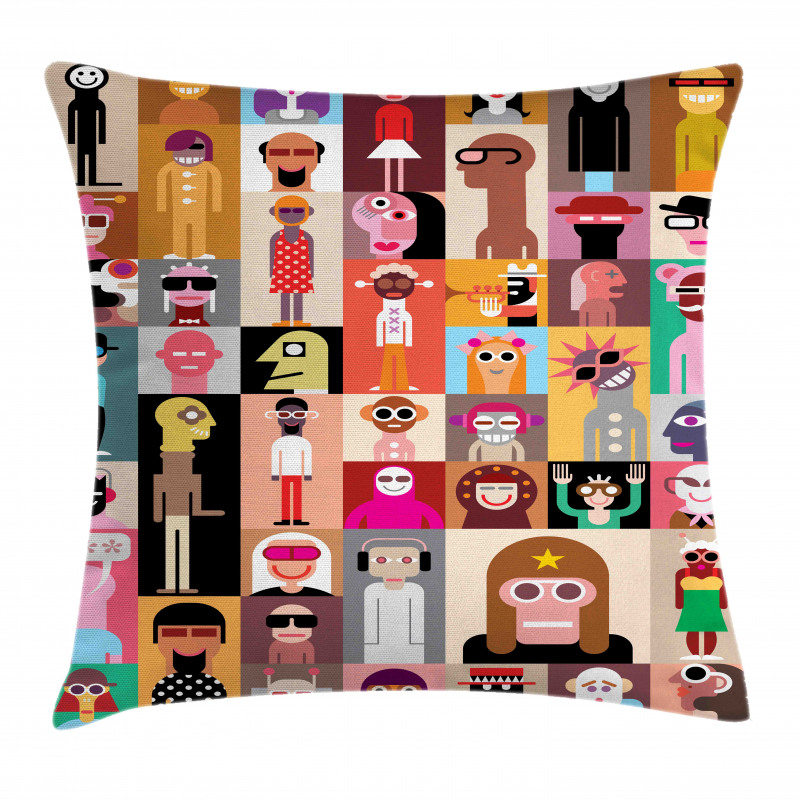 Large Group of People Art Pillow Cover