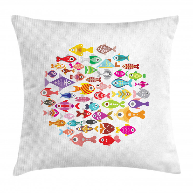 Aquarium Round Colorful Design Pillow Cover
