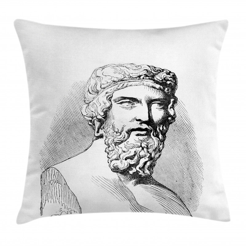 Vintage Sketch of Plato Pillow Cover