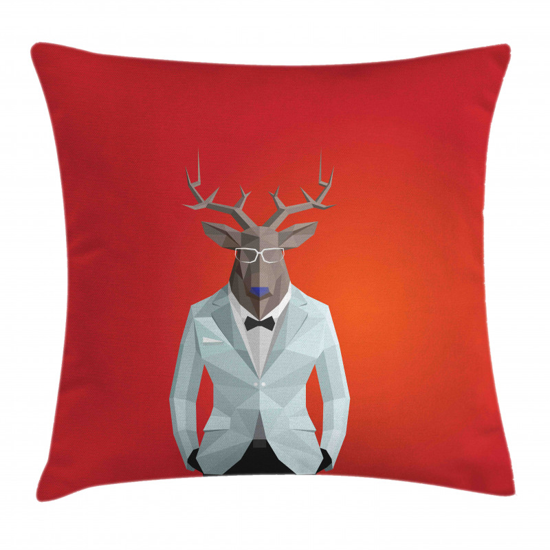 Moose Animal Person in Suit Pillow Cover