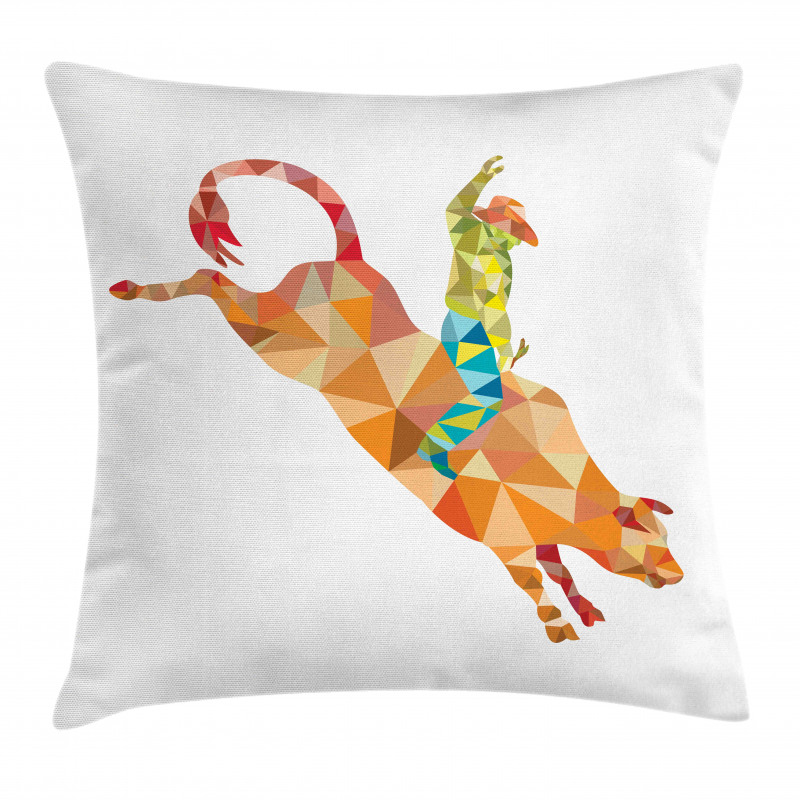 Geometric Fractal Cowboy Bull Pillow Cover