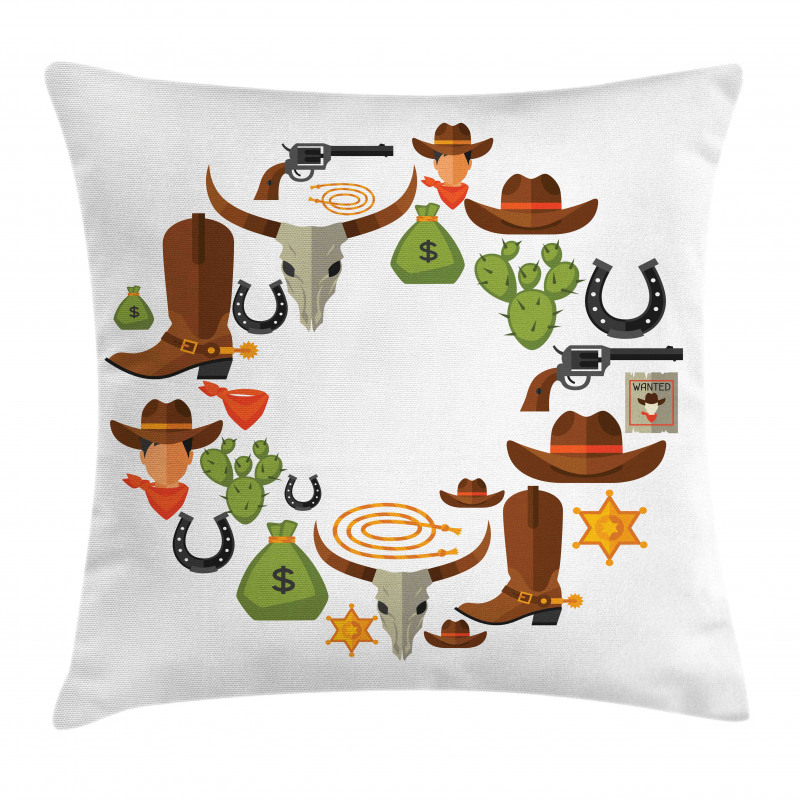 Vintage Wild West and Cowboy Pillow Cover