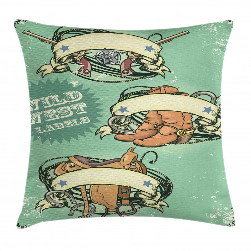 Grunge Retro Cowboy Boots Pillow Cover