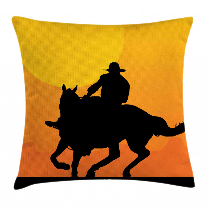 Silhouette of a Lone Rider Pillow Cover