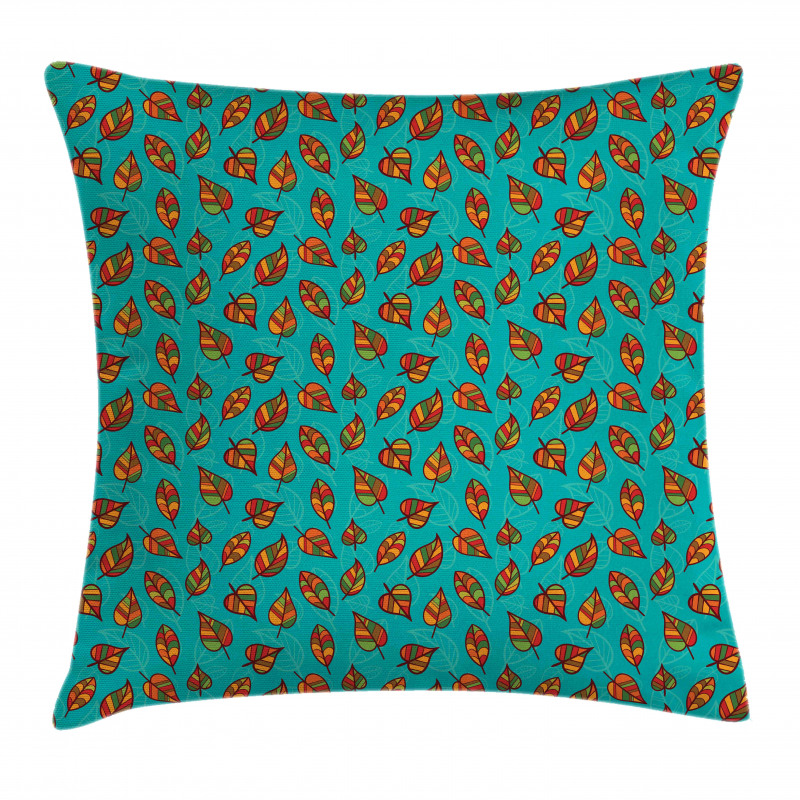 Doodle Art Falling Leaves Pillow Cover