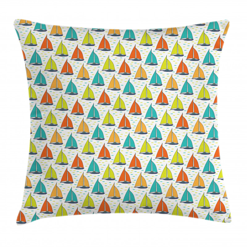 Colorful Windboats on Sea Pillow Cover