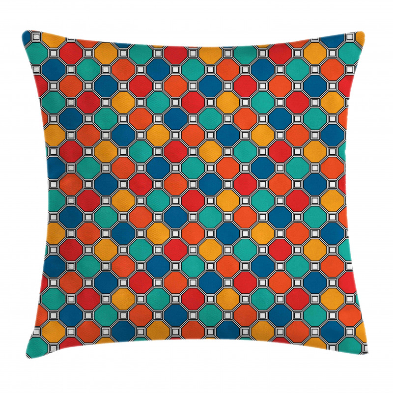 Octagons with Squares Pillow Cover