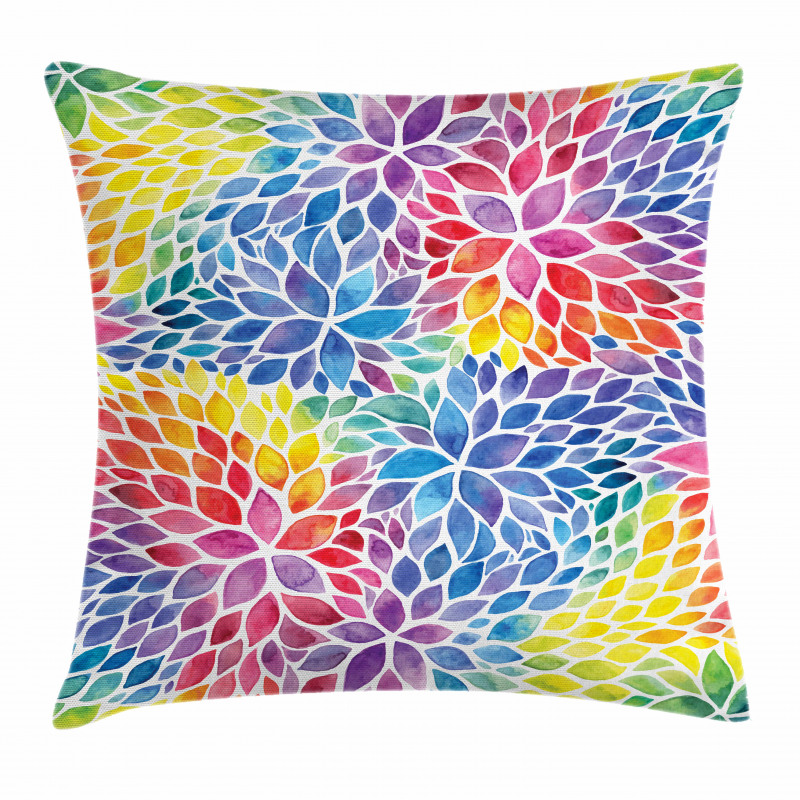 Rainbow Colored Leaves Pillow Cover