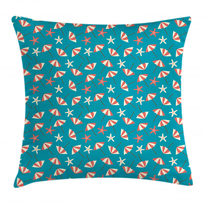 Holiday Beach with Umbrellas Pillow Cover