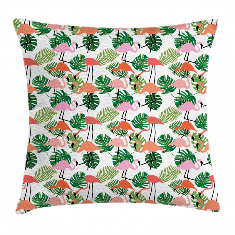 Hipster Flamingo Monstera Pillow Cover